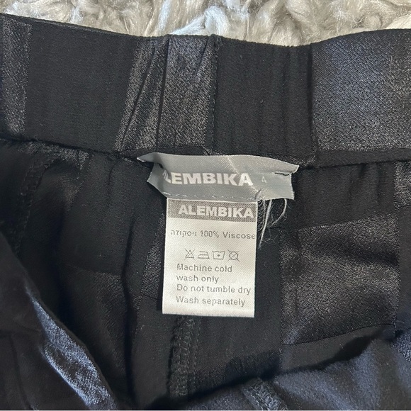 Alembika Luxe Satin Checkered Pants in Black sz 4 (US 12-14) - Picture 4 of 6